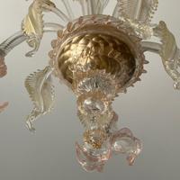 Lampadario Murano rosa tenue