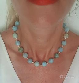 Collana a girocollo in arg.925 e pietre dure