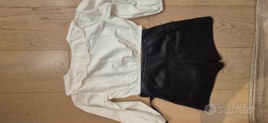 completo zara camicia e pantaloni gonna in pelle. 
