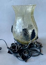 Lampada vetro ferro battuto vintage