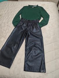 set donna pantalone cropped e blusa