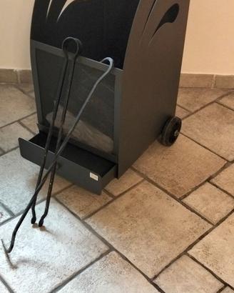 Carrello Portalegna in ferro con ruote acciaio