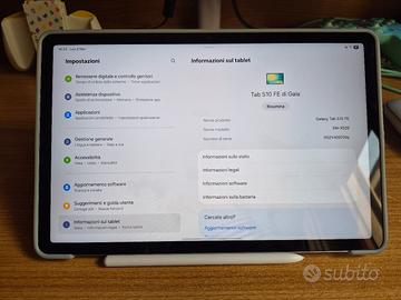 Tab S10 FE 128GB + S Pen + cover, come nuovo