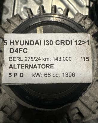 Alternatore HYUNDAI I30 CRDI 1396cc D 2015