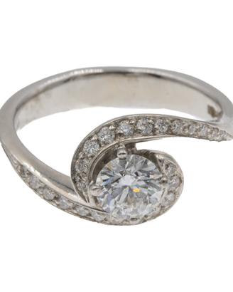 Anello solitario oro bianco 18 kt 750 0,66 ct GIA