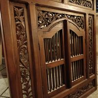 Specchio Finestra Etnico Legno Intagliato Bali Jen