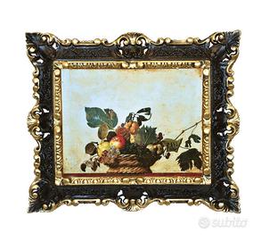 STAMPA CANESTRA FRUTTA DI CARAVAGGIO CORNICE 45X37