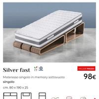 materasso singolo in memory Silver Fast