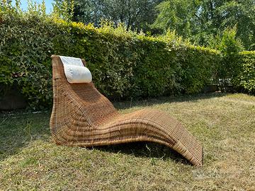 Chaise longue, Sdraio VINTAGE in vimini, rattan