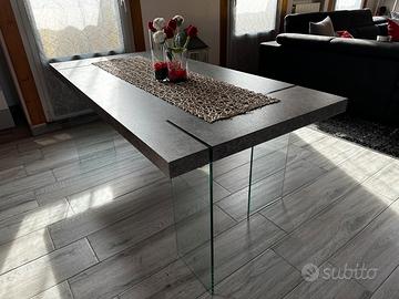 TAVOLO+TAVOLINO MODERNO EFFETTO CEMENTO