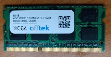 RAM SODDIM DDR3 4 GB 1333 mhz