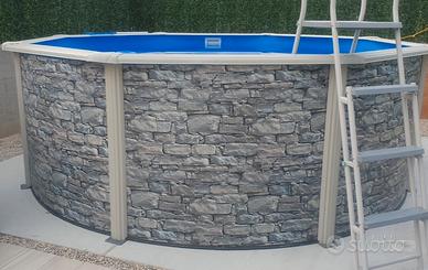 Piscina fuori terra in acciaio Gre effetto Pietra