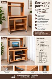 SCRIVANIA PORTA PC IN LEGNO – COME NUOVA