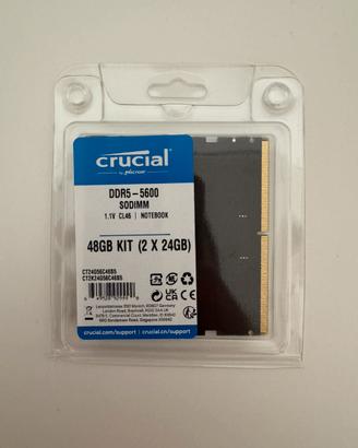 RAM Crucial 48GB (2x24GB) DDR5 5600MHz SO-DIMM