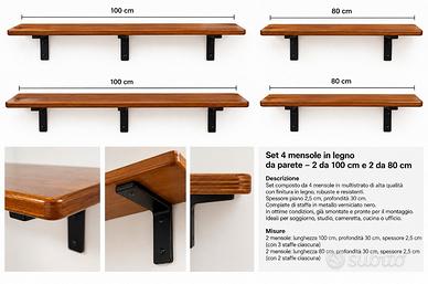 4 mensole multistrato spessore 2,5 con mensole