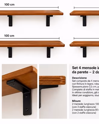 4 mensole multistrato spessore 2,5 con mensole