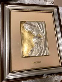 Quadro argento e oro Madonna con Bimbo Italsilver