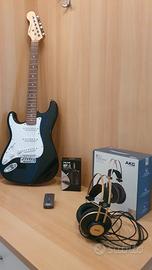 kit chitarra per mancini + multieffeto e cuffie