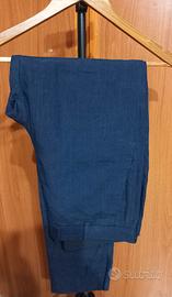 PANTALONI DA UOMO IN LINO BLU OLTREMARE SLIM FIT