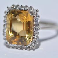 Anello Oro 18kt 28 diamanti e Quarzo Citrino Burma
