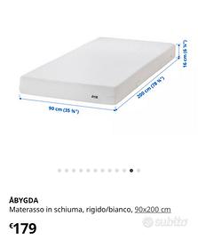 MATERASSO IKEA SCHIUMA MODELLO ABYGDA 90X200