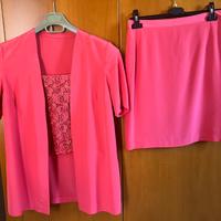 Completo sartoriale in seta color corallo