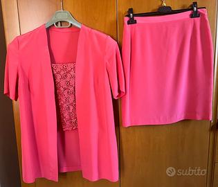 Completo sartoriale in seta color corallo