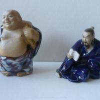 Statuine ceramica arte cinese Mudman 2 PZ. vintage
