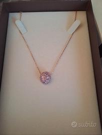 Collana argento rosato con ciondolo zirconi lilla