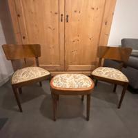 Set vintage anni 50: sedie e sgabello in noce