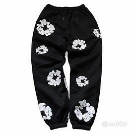 Denim Tears jogger neri Cotton Wreath print