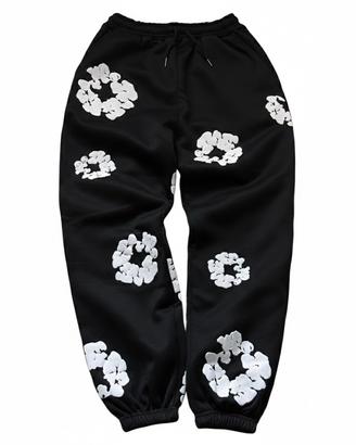 Denim Tears jogger neri Cotton Wreath print