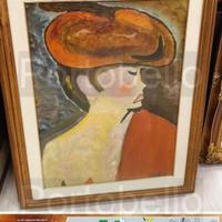 Codice: 8324 QUADRO OLIO SU TELA DONNA CON IL CAP