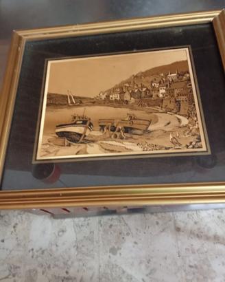 Coppia Quadri Gold Style Paesaggi Vintage 30x35