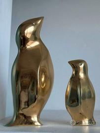 Coppia di pinguini ottone Vintage