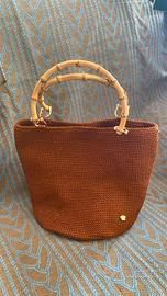 Borsa tote, realizzata a mano,  color ruggine