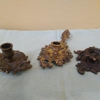 Tre candelieri a bugia in ottone