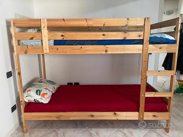 Letto a Castello in Legno+2 Materassi inclusi