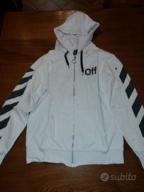 felpa off white bianca nera con zip