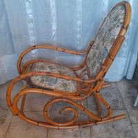 sedia dondolo grande, bambù sanissimo stoffa nuova