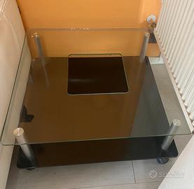 Tavolino quadrato in vetro temperato