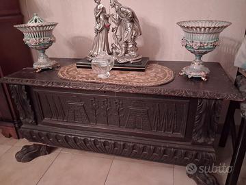 Baule in legno color noce scuro
