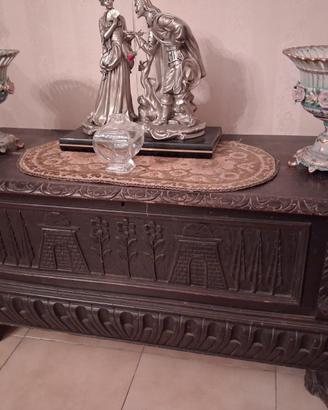Baule in legno color noce scuro