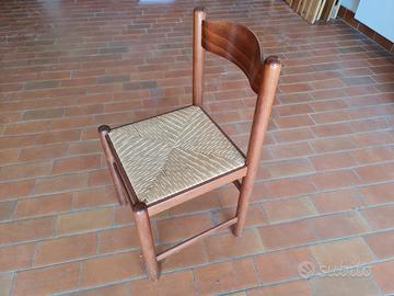sedia in legno con seduta in paglia come da foto