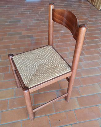 sedia in legno con seduta in paglia come da foto