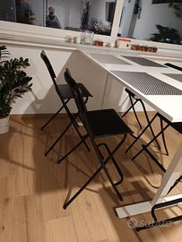 4 Sgabelli bar con schienale, pieghev, nero/nero