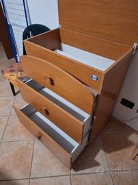 cassettiera con 3 casetti 
