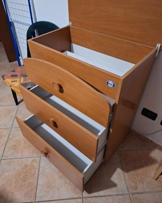 cassettiera con 3 casetti 