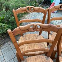 6 sedie rustiche vintage in legno