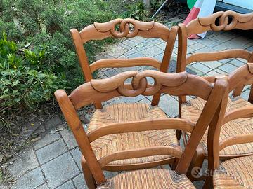 6 sedie rustiche vintage in legno